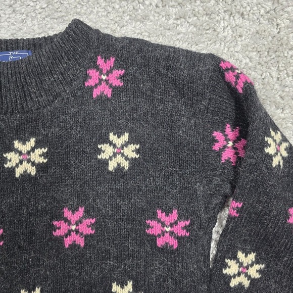 Vtg Woolrich Sweater Womens M Black Pink Snowflakes Wool Mohair Cabin Cottage - Picture 3 of 9